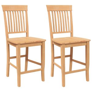 vidaXL Sgabelli da Bar 2 pz Naturale Legno Massello di Hevea