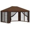 vidaXL Gazebo da giardino con pareti laterali 4 &times; 3 m Marrone