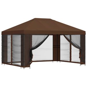 vidaXL Gazebo da giardino con pareti laterali 4 &times; 3 m Marrone