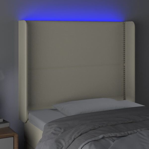 vidaXL Testiera a LED Crema 103x16x118/128 cm in Similpelle