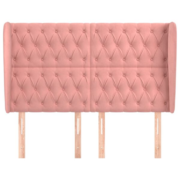 vidaXL Testiera ad Orecchio Rosa 163x23x118/128 cm in Velluto