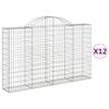vidaXL Cesti Gabbioni ad Arco 12 pz 200x30x120/140 cm Ferro Zincato