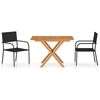 vidaXL Set da Pranzo Giardino 3 pz Polyrattan e Massello Acacia Nero