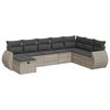 vidaXL Set Divano da Giardino 8pz con Cuscini Grigio Chiaro Polyrattan