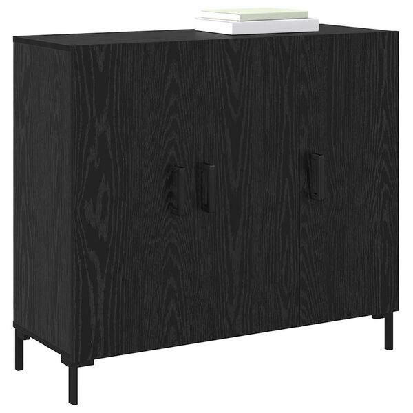 vidaXL Credenza Rovere Nero 90 x 34 x 80 cm Legno multistrato