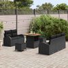 vidaXL Set Divano da Giardino con cuscino 8 pcs Nero 80 x 80 x 71 cm