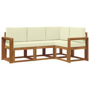 vidaXL Set di divani da esterno con cuscino 4 pcs Naturale e Crema