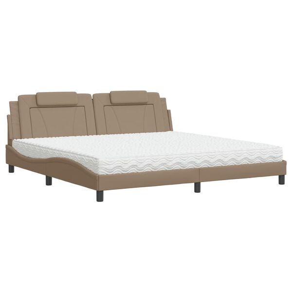 vidaXL Letto Viana con Materasso Cappuccino 200x200cm Similpelle