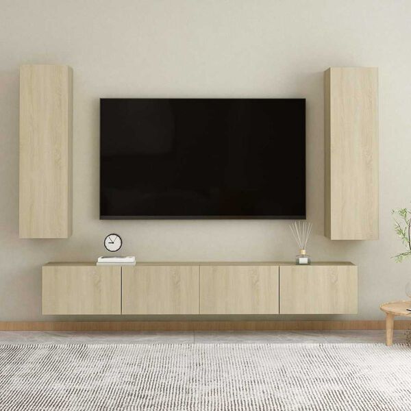 vidaXL Set di Mobili Porta TV 4 pz Rovere Sonoma in Legno Multistrato