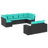 vidaXL Set Divani da Giardino 9 pz con Cuscini Nero in Polyrattan