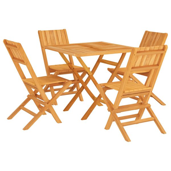 vidaXL Set da Pranzo per Giardino 5 pz in Legno Massello di Teak