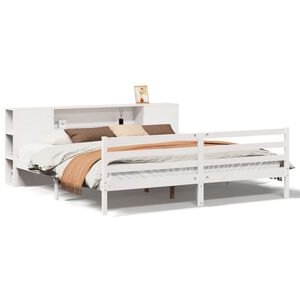 vidaXL Letto Libreria senza Materasso Bianco 200x200 cm Legno di Pino