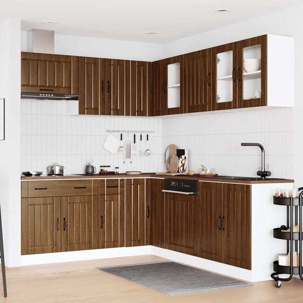 vidaXL Set Mobili da Cucina 11 pz Lucca Rovere Marrone in Truciolato