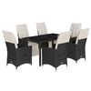 vidaXL Set da Pranzo da Giardino 7 pz Nero con Cuscini in Polyrattan