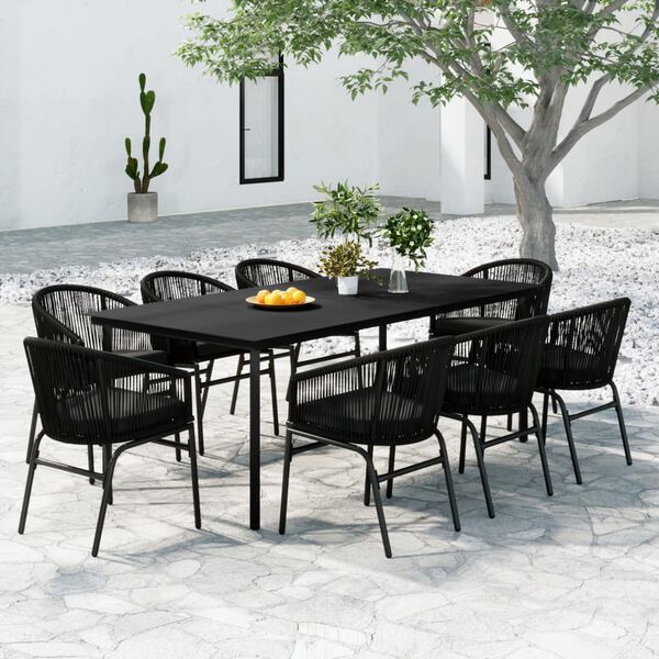 vidaXL Set da Pranzo da Giardino 9 pz Nero