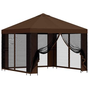 vidaXL Gazebo da giardino con pareti laterali 3 x 3 m Marrone
