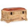 vidaXL Cassapanca in Vera Pelle e Legno Massello di Mango 80x44x44 cm