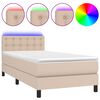 vidaXL Giroletto Molle Materasso e LED Cappuccino 90x200 cm Similpelle