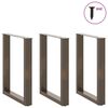 vidaXL Gambe per tavolo da pranzo a forma di U 3 pz in acciaio naturale 70x(72-73) cm