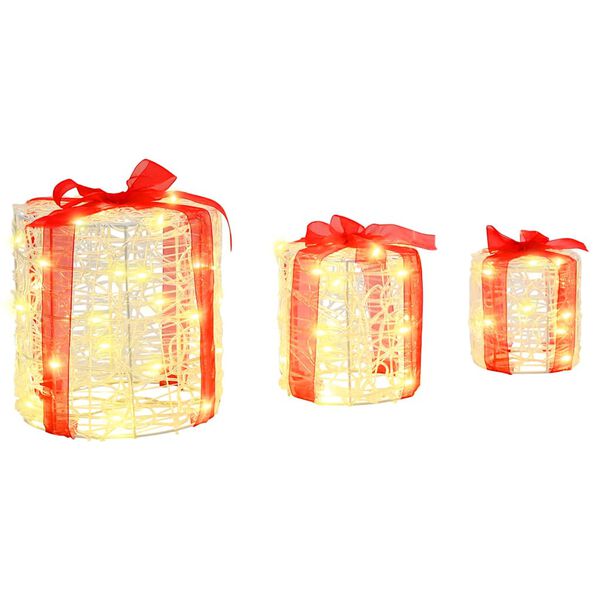 vidaXL Decorazione Scatola Regalo 3 pcs Bianco caldo 20 x 20 x 21 cm