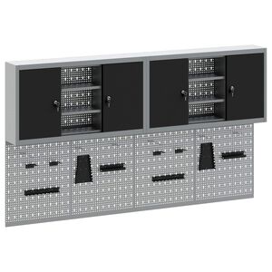 vidaXL Set di armadi per attrezzi con lo scaffale 6 pcs Nero