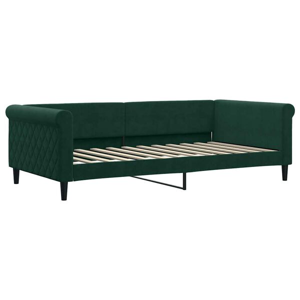 vidaXL Divano Letto Estraibile Materassi Verde Scuro 100x200 Velluto