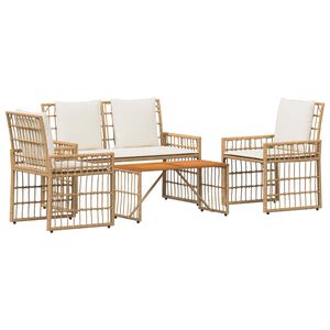 vidaXL Set di Mobili da Esterno 4 pz Naturale e Bianco Crema