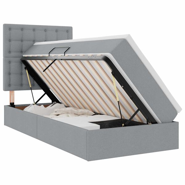 vidaXL Letto con contenitore e LED con led Grigio chiaro 90 x 200 cm