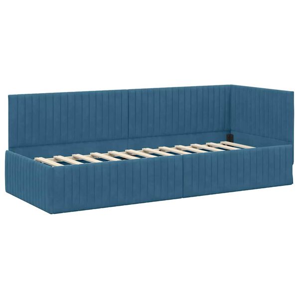 vidaXL Cornice del letto ad angolo Blu 80 cm x 200 cm Velluto