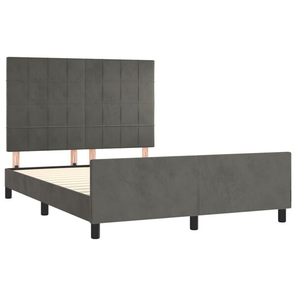 vidaXL Giroletto senza Materasso Grigio Scuro 140x190 cm Velluto