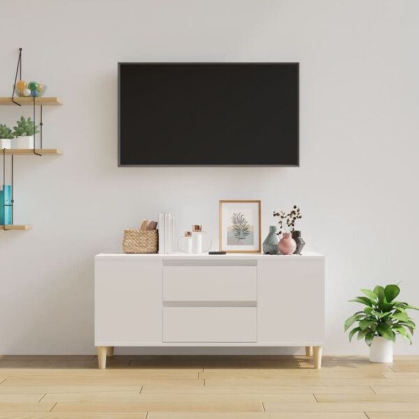 vidaXL Mobile Porta TV Bianco Lucido 102x44,5x50 cm Legno Multistrato