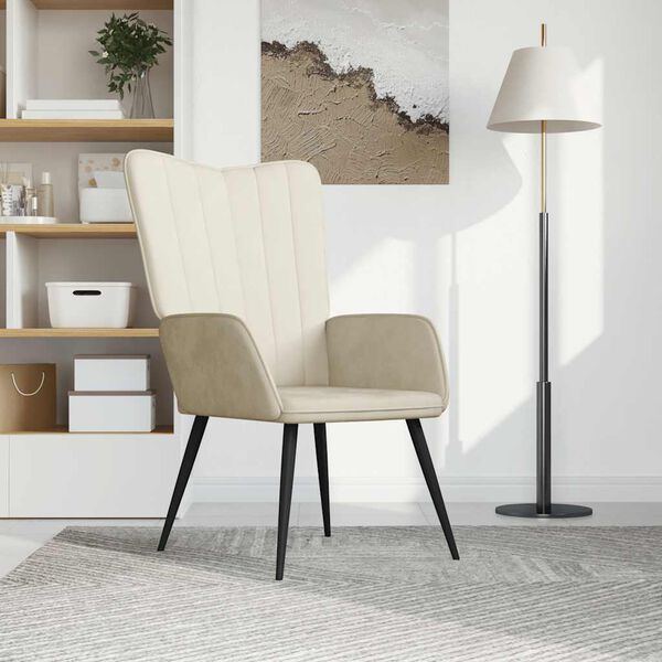 vidaXL Sedia Relax Bianco Crema in Velluto