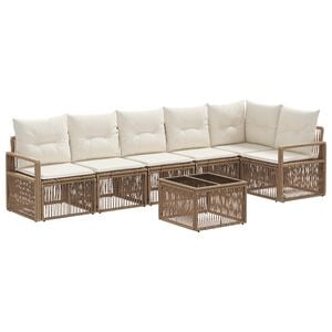 vidaXL Set Divano da Giardino 7 pcs Beige polyrattan