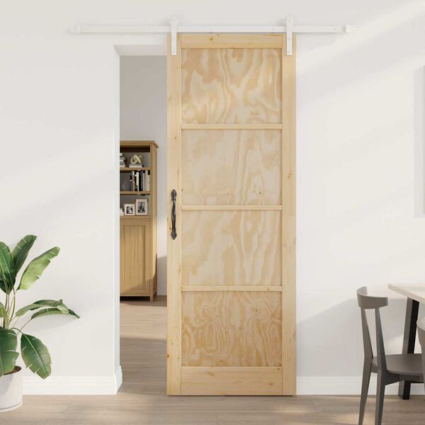 vidaXL Porta scorrevole Marrone 83 x 232 cm Pino massello