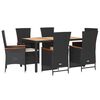 vidaXL Set da Pranzo da Giardino 7 pz Nero con Cuscini in Polyrattan
