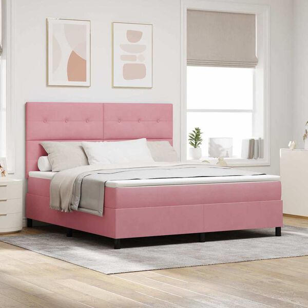 vidaXL Letto a molle con materasso Rosa 180 x 200 cm Tessuto