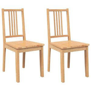 vidaXL Sedie da Pranzo 2 pz Naturale in Legno Massello di Hevea
