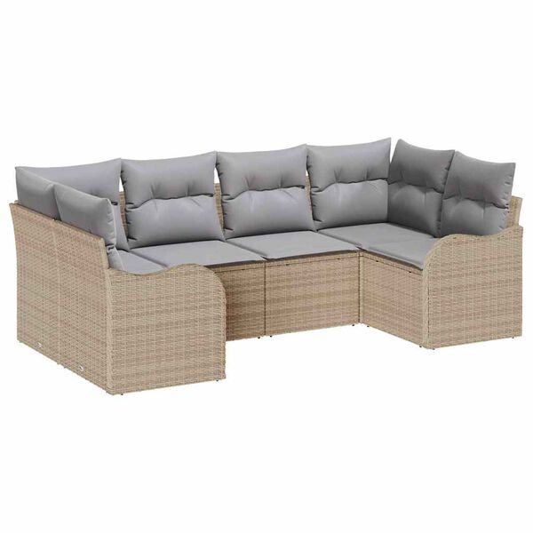 vidaXL Set Divano da Giardino 6 pcs beige e grigio chiaro Poly Rattan