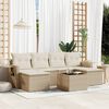 vidaXL Set Divani da Giardino 7 pz con Cuscini Beige in Polyrattan
