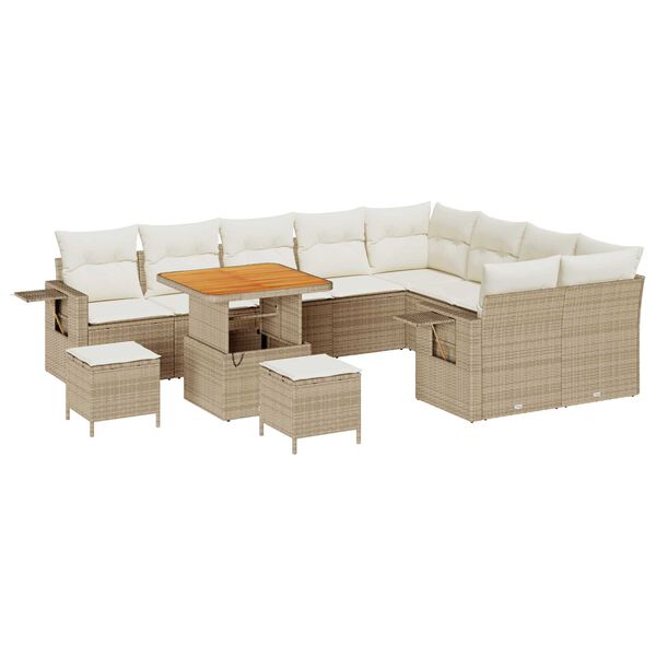 vidaXL Set Divano da Giardino 12 pcs Beige e Crema polyrattan