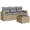 vidaXL Set Divano da Giardino 4 pz con Cuscini Beige in Polyrattan