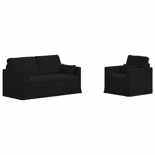 vidaXL Divano 2 pcs Nero 158 x 78 x 80 cm Tessuto