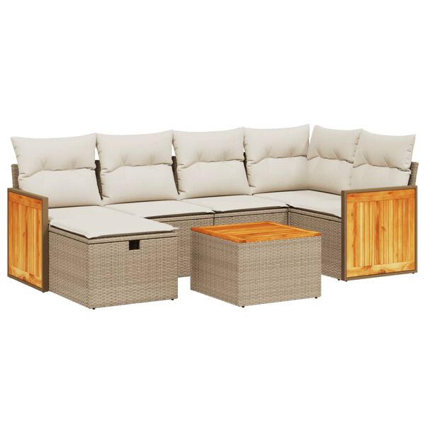 vidaXL Set Divano da Giardino 6 pz con Cuscini Beige in Polyrattan