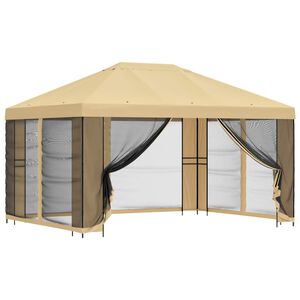vidaXL Gazebo da giardino con pareti laterali 4 &times; 3 m Crema