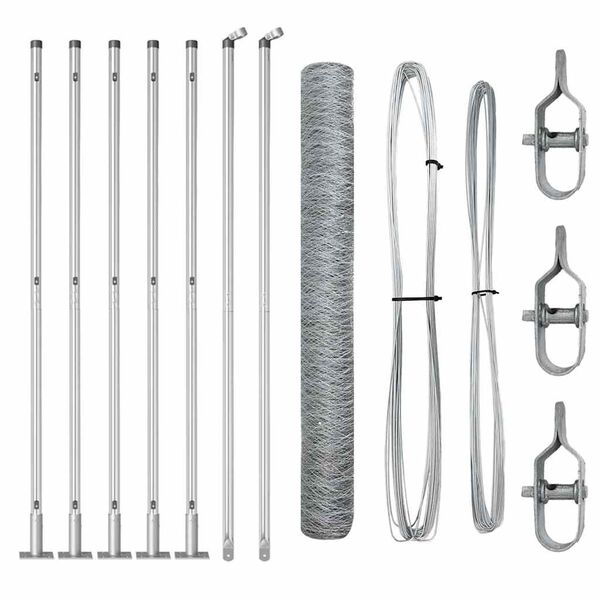 vidaXL Palo della recinzione Argento 10 x 0,8 m (rete 36 mm) Acciaio