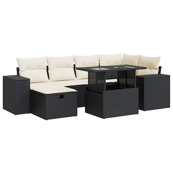 vidaXL Set Divani da Giardino con Cuscini 8 pz Nero in Polyrattan