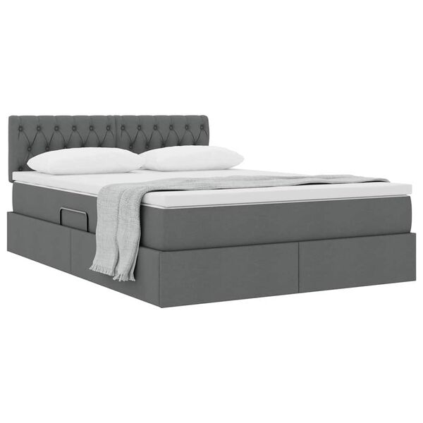 vidaXL Letto con contenitore e materasso Grigio scuro 140 x 190 cm