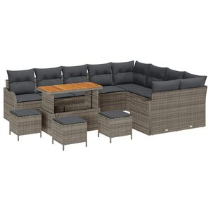 vidaXL Set Divano da Giardino con cuscino 13 pcs Grigio polyrattan