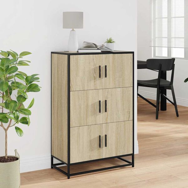 vidaXL Credenza Rovere Sonoma 68x35x106,5 cm Legno Multistrato Metallo
