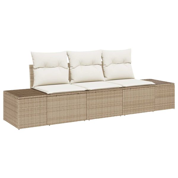 vidaXL Set Divano da Giardino 3 pcs Beige e Crema polyrattan